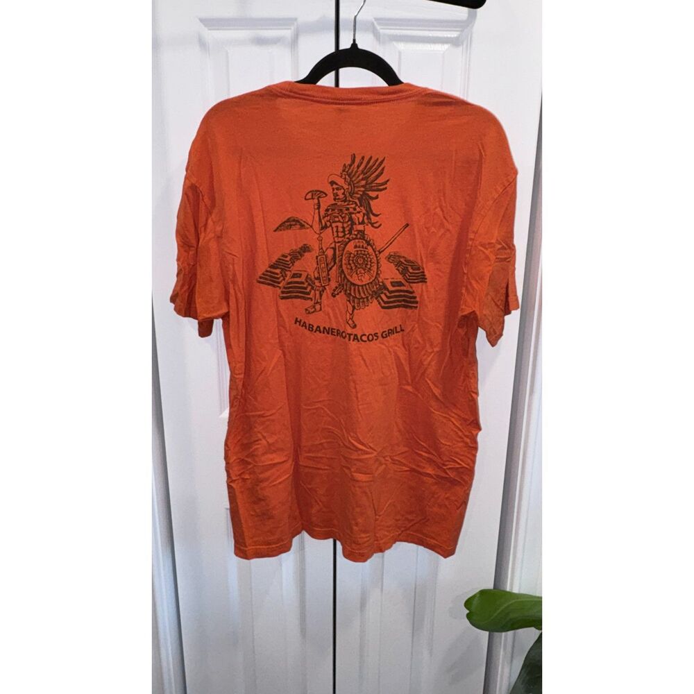 Habanero Tacos Grill Orange Graphic Tee XL Next Level Mexican Restaurant Shirt
